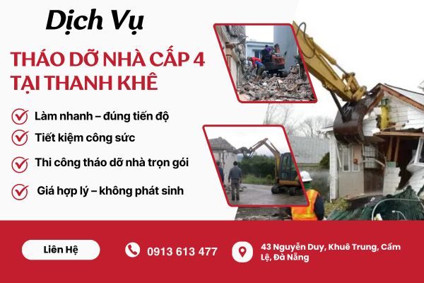 Tháo Dỡ Nhà Cấp 4 tại Thanh Khê | Đập Phá Nhanh, An Toàn, Giá Hợp Lý